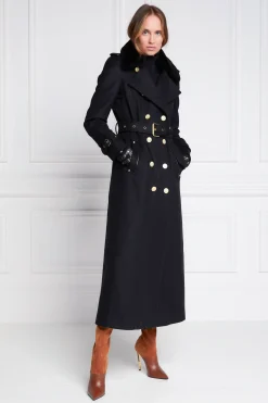 Marlborough Shearling Trench Coat (Soft Black)