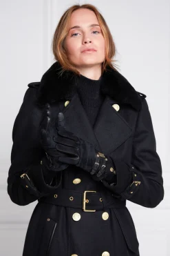 Marlborough Shearling Trench Coat (Soft Black)