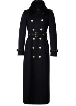 Marlborough Shearling Trench Coat (Soft Black)