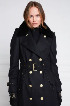Marlborough Shearling Trench Coat (Soft Black)