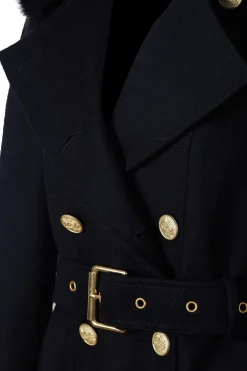 Marlborough Shearling Trench Coat (Soft Black)