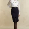 Mayfair Pencil Skirt (Navy Chalk Pinstripe)