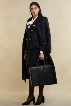Mayfair Pencil Skirt (Navy Chalk Pinstripe)