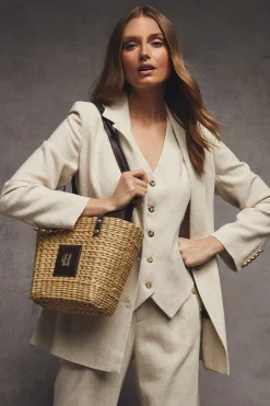 Mini Paloma Straw Tote (Chocolate)