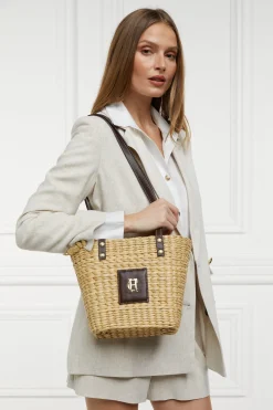Mini Paloma Straw Tote (Chocolate)