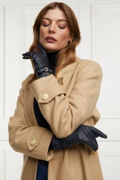 Monogram Leather Gloves (Ink Navy)