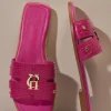Monogram Slides (Pink Croc)