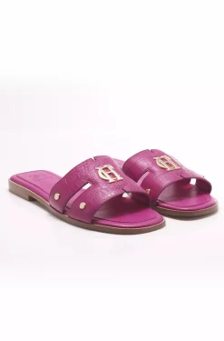 Monogram Slides (Pink Croc)