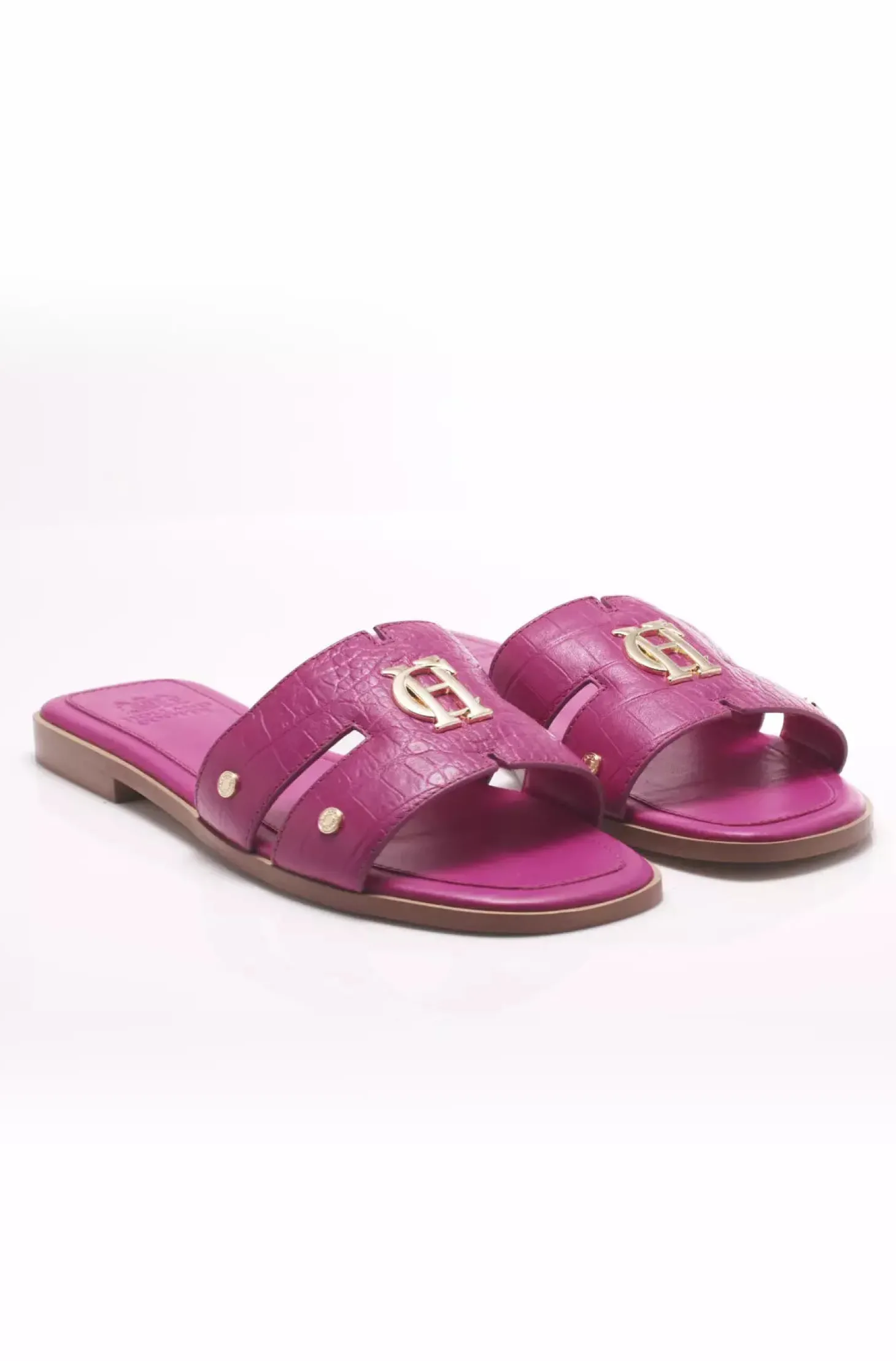 Monogram Slides (Pink Croc)