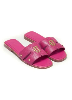 Monogram Slides (Pink Croc)