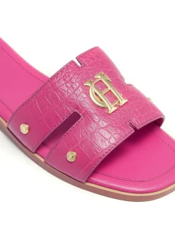 Monogram Slides (Pink Croc)