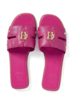 Monogram Slides (Pink Croc)