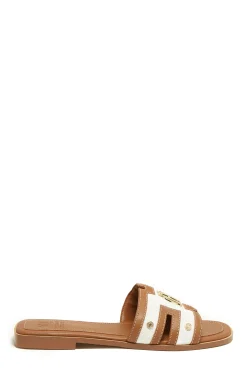 Monogram Slides (Tan Canvas)