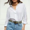 Oversized Cotton Lace Shirt (Tick Stripe Sky Blue)