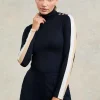 Panel Long Sleeve Roll Neck (Navy Ecru)