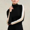 Panel Long Sleeve Roll Neck (Black Camel)