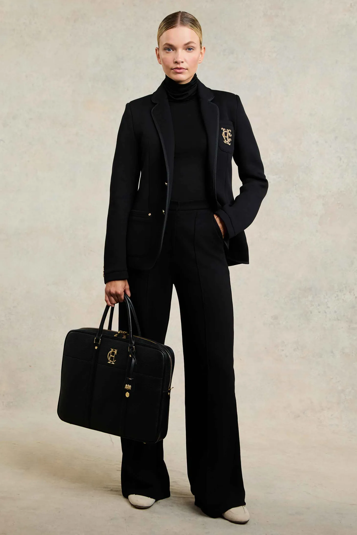 Panel Long Sleeve Roll Neck (Black Camel)
