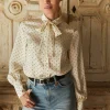 Penny Satin Shirt (Cream Polka Dot)
