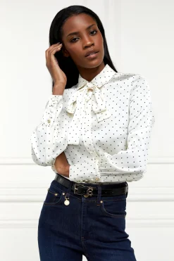 Penny Satin Shirt (Cream Polka Dot)