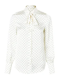 Penny Satin Shirt (Cream Polka Dot)