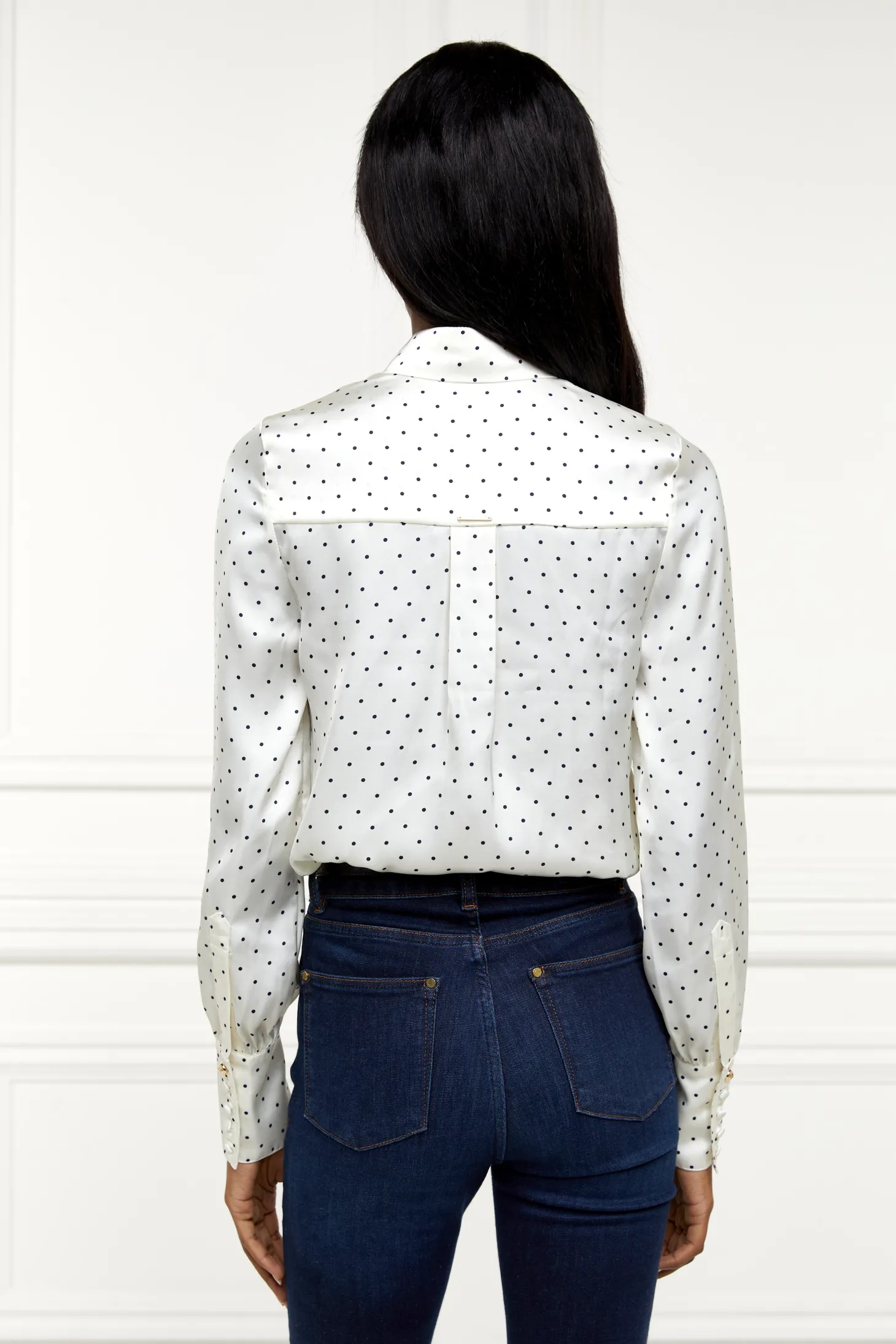 Penny Satin Shirt (Cream Polka Dot)