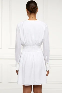 Phoebe V-Neck Mini Dress (White)