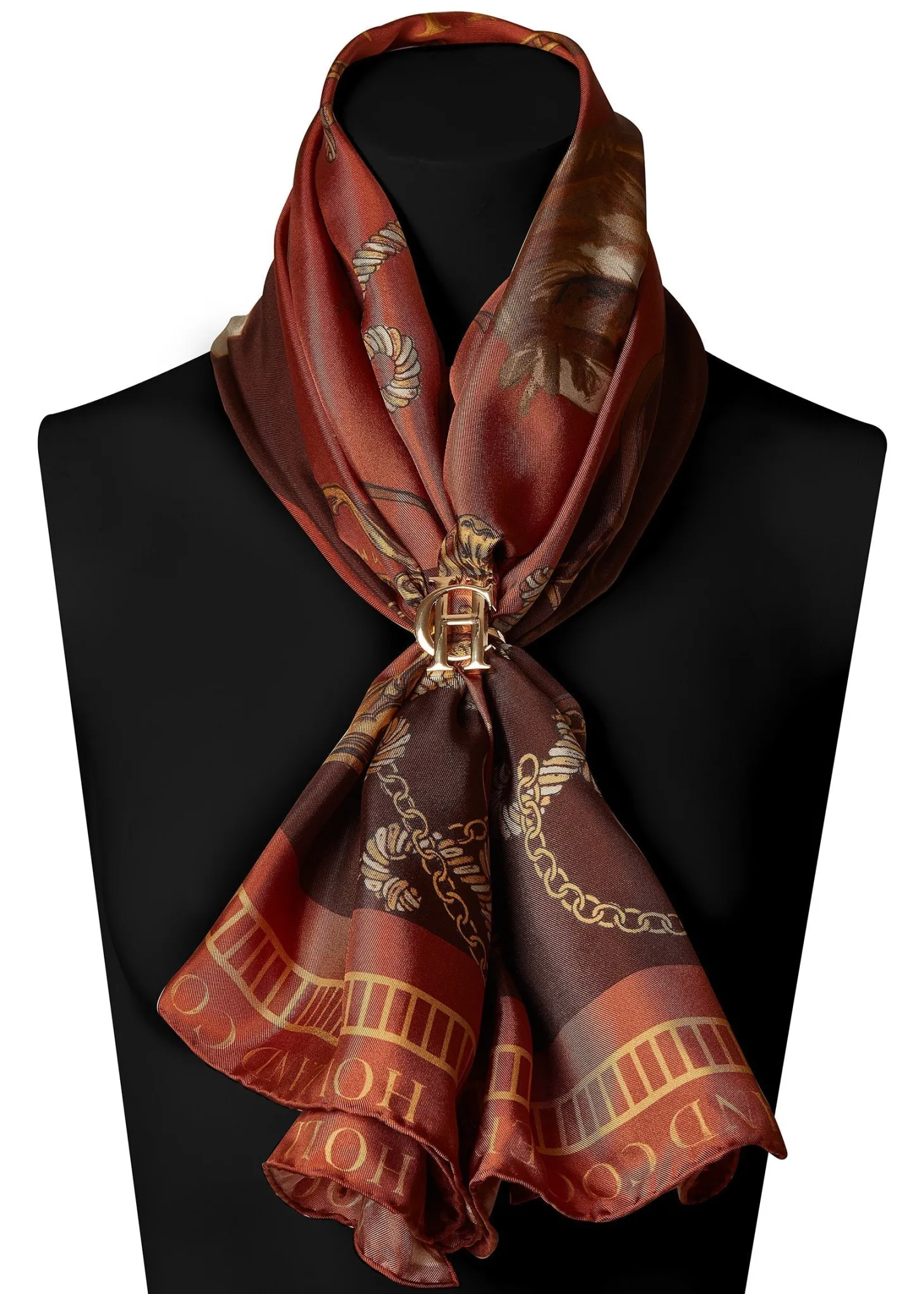 Regal Horse Silk Scarf (Caramel)