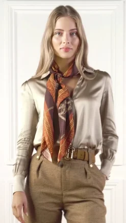 Regal Horse Silk Scarf (Caramel)
