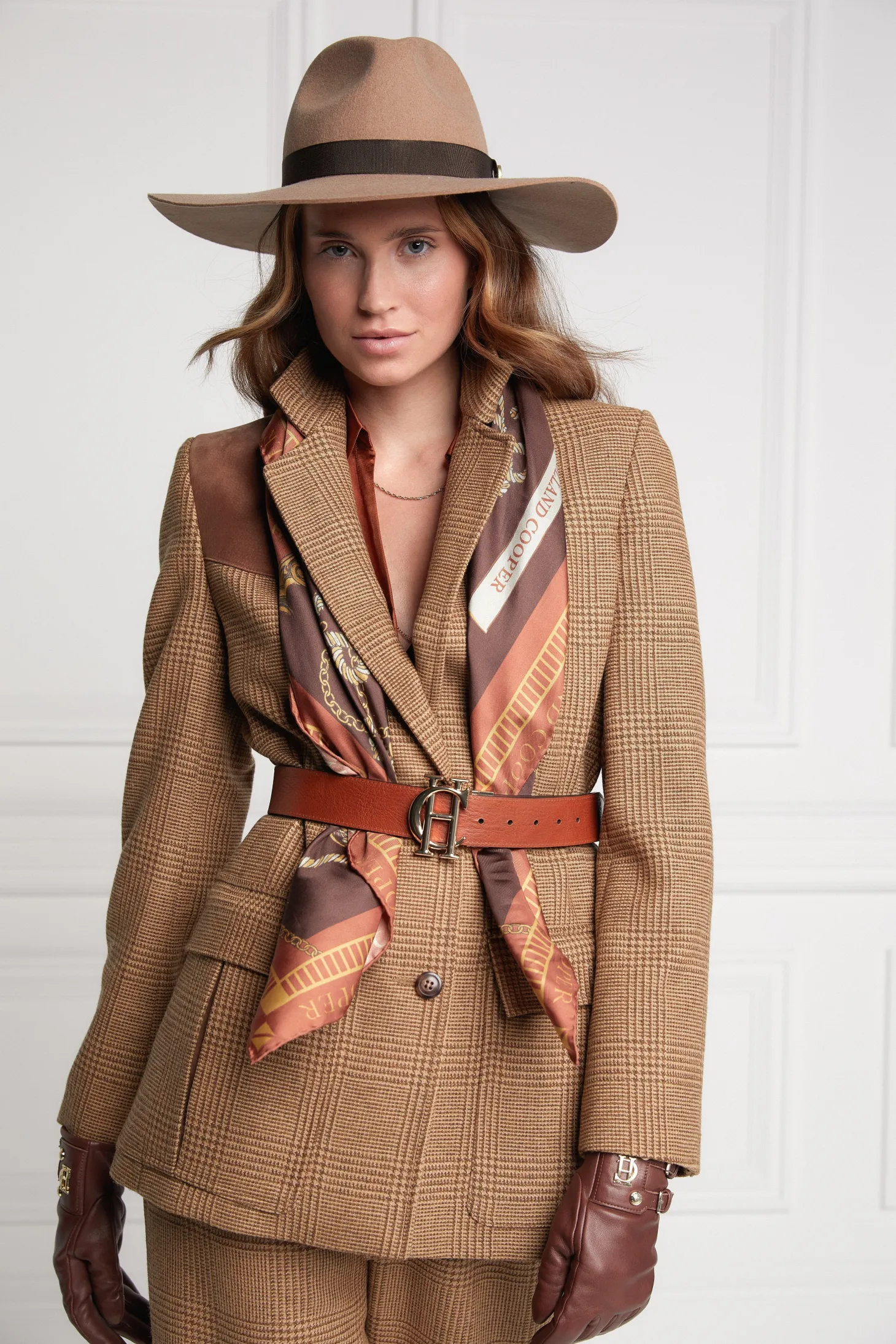 Regal Horse Silk Scarf (Caramel)