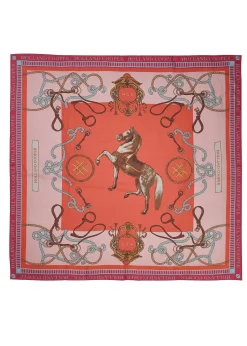 Regal Horse Silk Scarf (Coral)