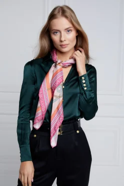Regal Horse Silk Scarf (Coral)