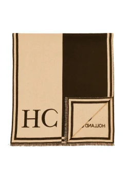 Regency Monogram Scarf (Black Camel)