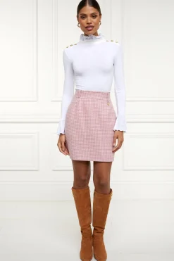 Regency Skirt (Light Pink Puppytooth)