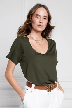 Relax Fit V-Neck Tee (Khaki)