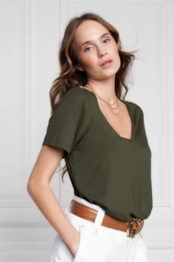 Relax Fit V-Neck Tee (Khaki)