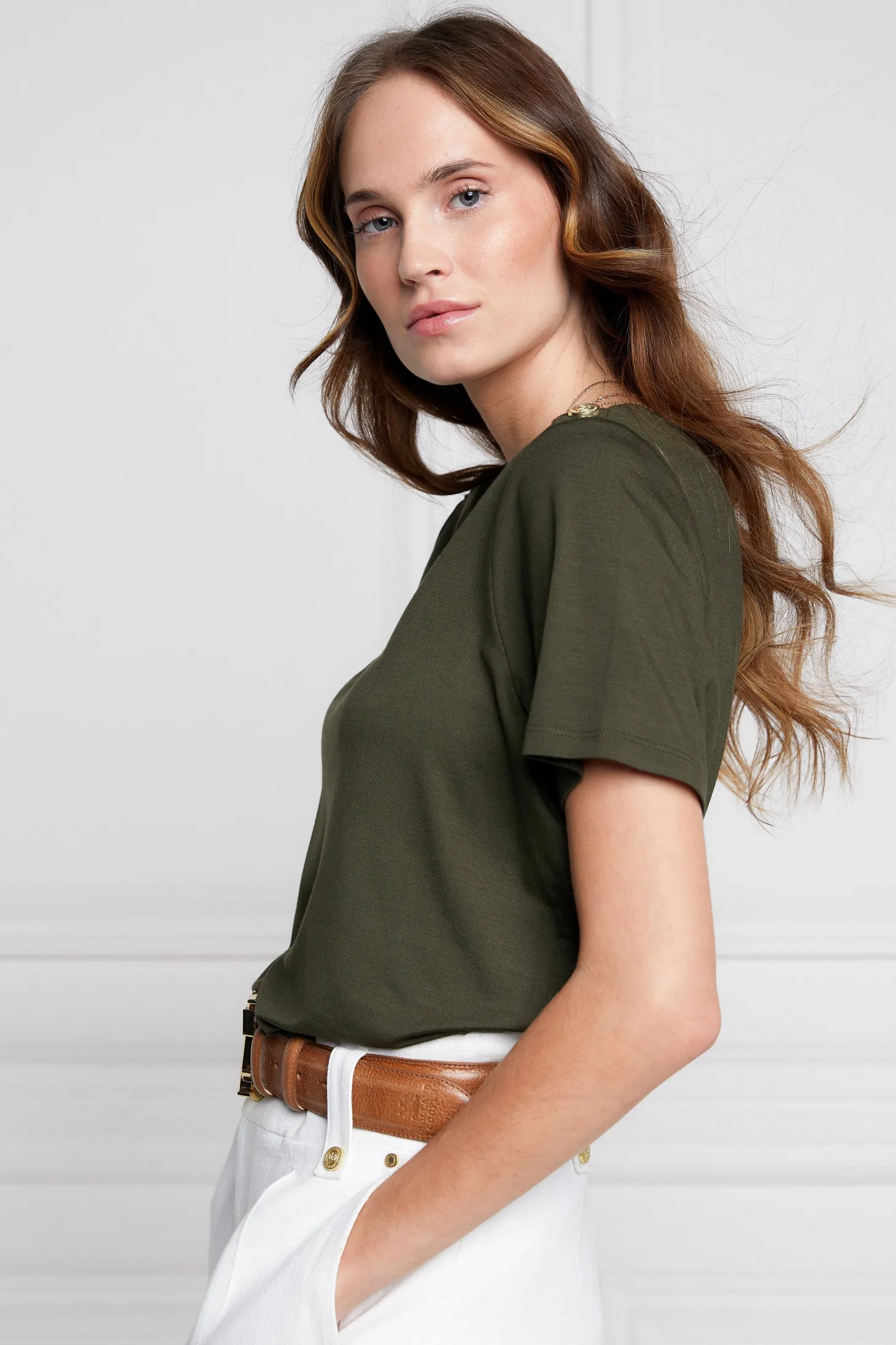 Relax Fit V-Neck Tee (Khaki)
