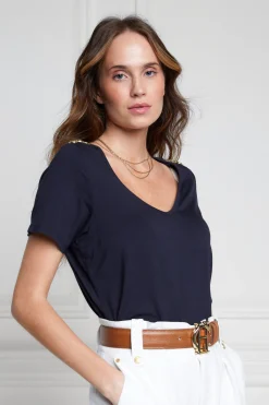 Relax Fit V-Neck Tee (Navy)