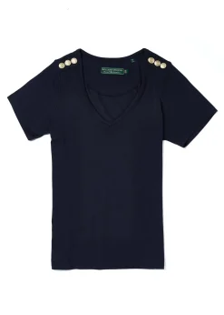 Relax Fit V-Neck Tee (Navy)