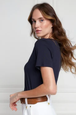 Relax Fit V-Neck Tee (Navy)