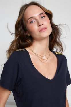 Relax Fit V-Neck Tee (Navy)