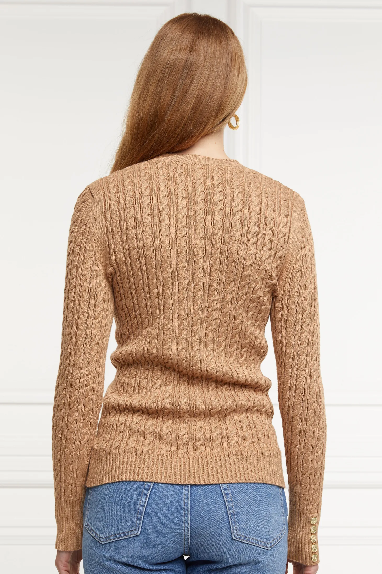 Seattle Cable Crew Knit (Dark Camel)