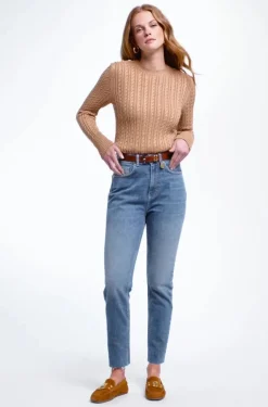 Seattle Cable Crew Knit (Dark Camel)