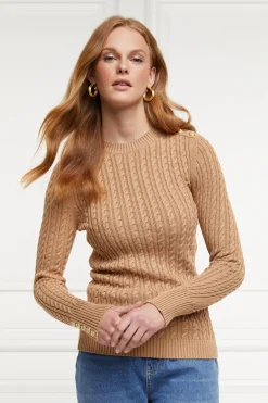 Seattle Cable Crew Knit (Dark Camel)