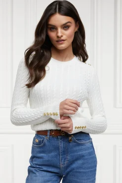 Seattle Cable Crew Knit (White)