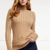 Seattle Roll Neck Cable Knit (Dark Camel Marl)