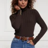 Seattle Roll Neck Cable Knit (Chocolate)