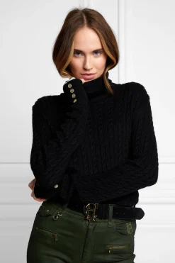Seattle Roll Neck Cable Knit (Black)
