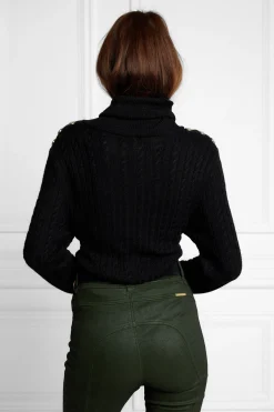 Seattle Roll Neck Cable Knit (Black)