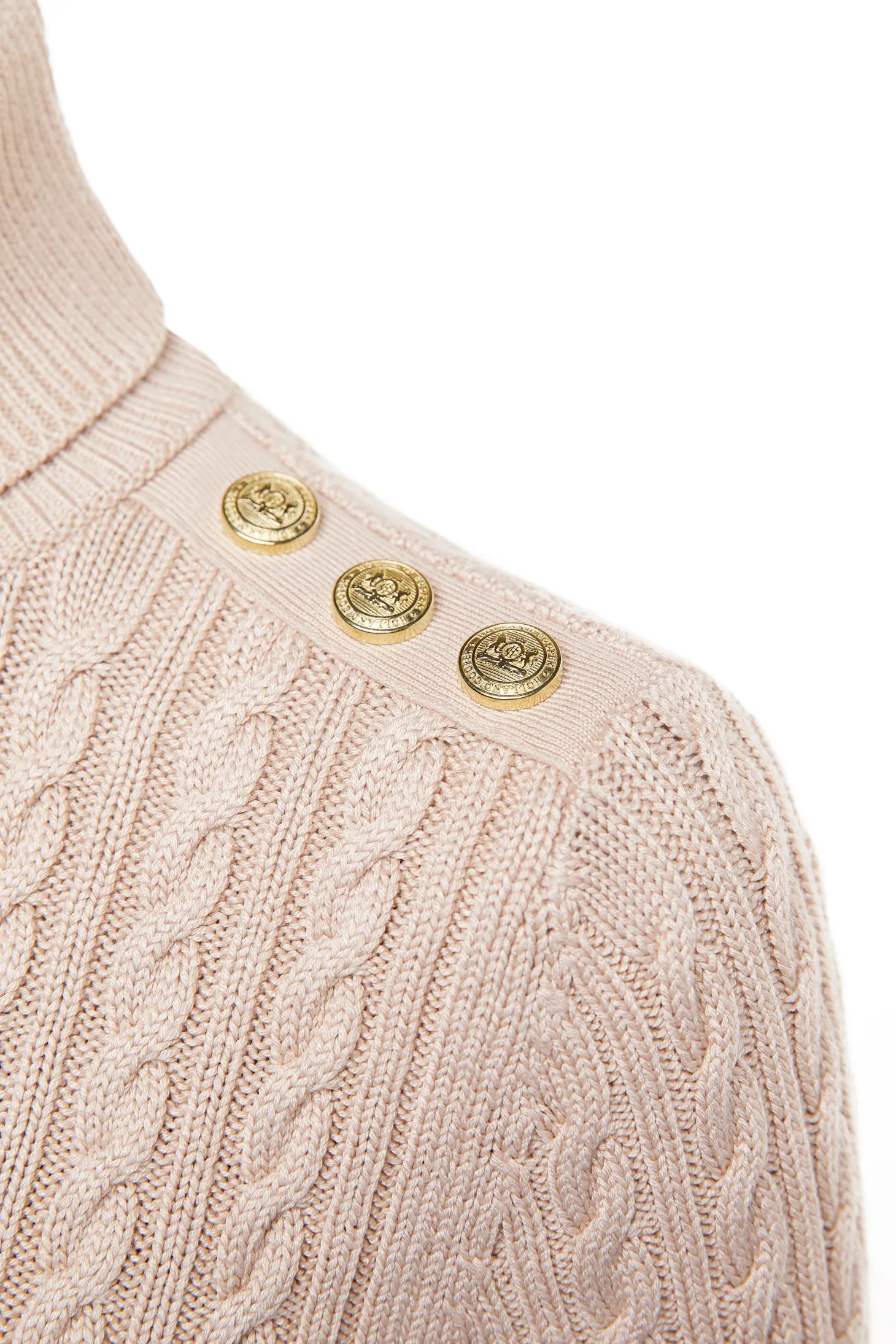 Seattle Roll Neck Cable Knit (Oatmeal)