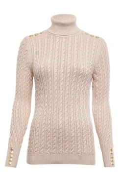 Seattle Roll Neck Cable Knit (Oatmeal)